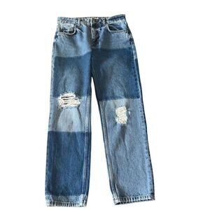 Free People Patchwork Distressed Jeans